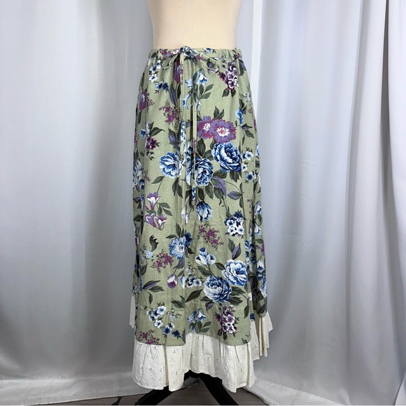White Stag Dresses & Skirts - VTG 90s White Stag Floral Linen Blend Skirt Sz M (8/10) Cottagecore Coquette